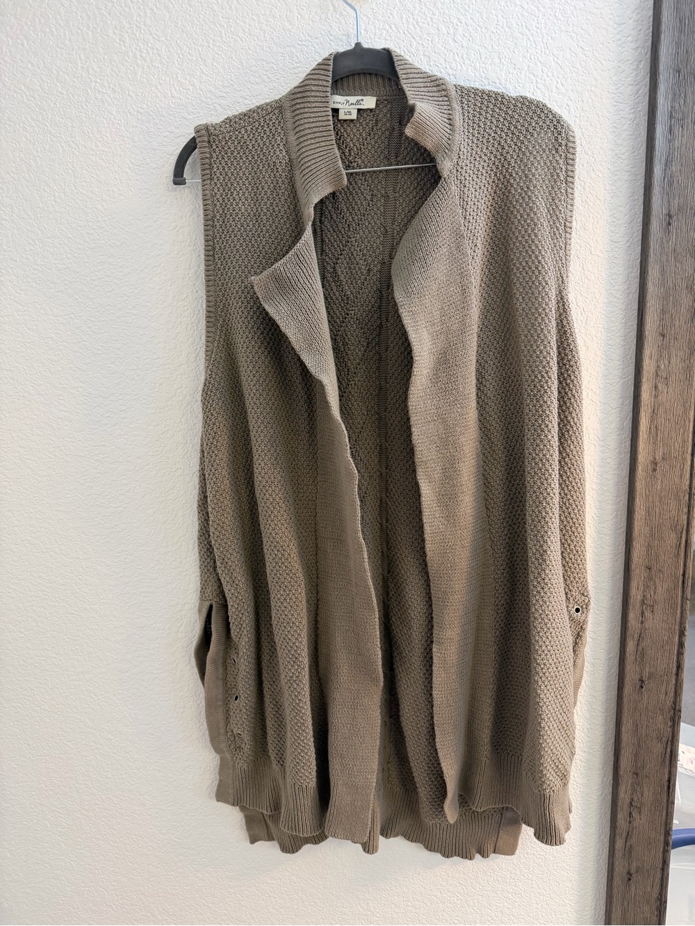 Simply Noelle Open-Front Sleeveless Knit Cardigan - Taupe